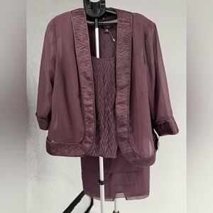 Women LE BOS 3pc Raisin Lined Church Formal Skirt Suit 24W NWT